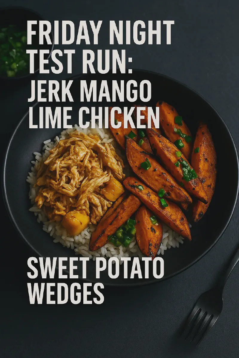 Friday Night Test Run: Jerk Mango Lime Chicken + Sweet Potato Wedges