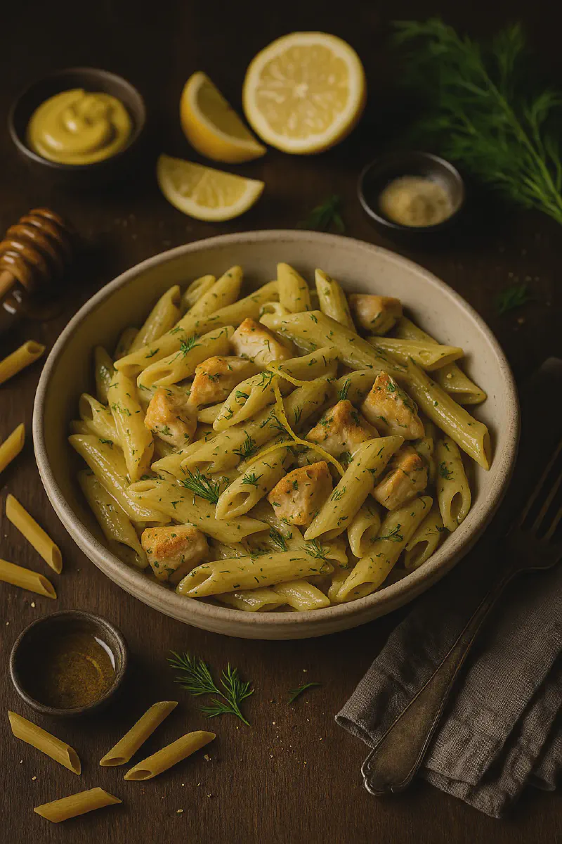 Honey Dill Penne with Lemon Kissed Chicken - Creamy, Cozy, Weeknight Easy