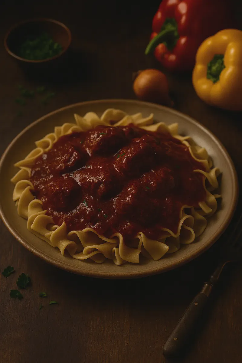 Chris’s Hungarian Goulash with Egg Noodles<br>Cozy, Bold, and Full of Flavor