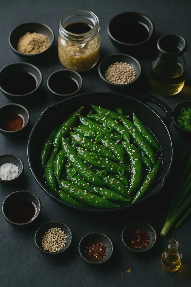 Sweet Ginger Garlic Snap Peas with Glossy Sesame Sauce