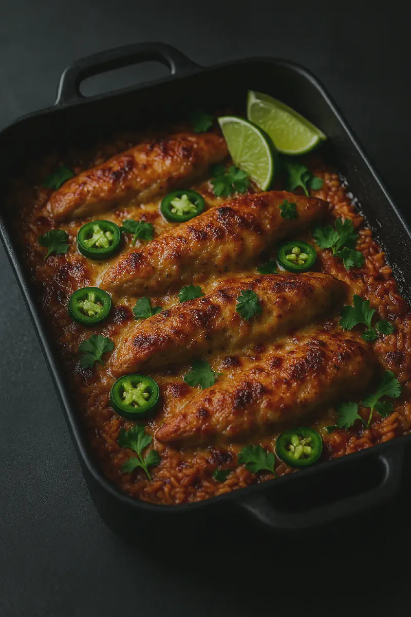 Cheesy Jalapeño Chicken with Rice — Bold, Bubbly, and Packed with Spice