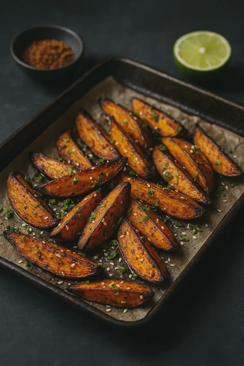 Jerk Lime Roasted Sweet Potato Wedges