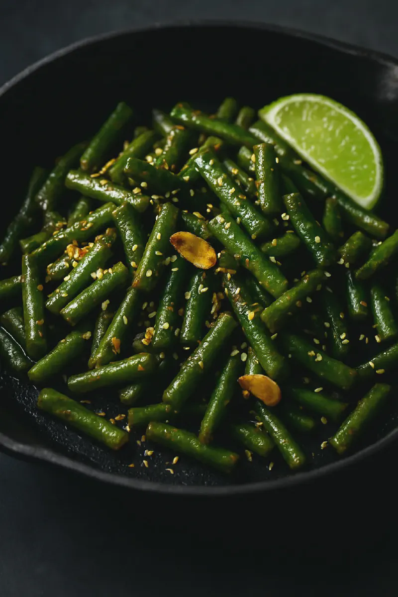 Masala Sizzled Garlic Green Beans - Crisp & Zingy Ready in 15 Minutes!