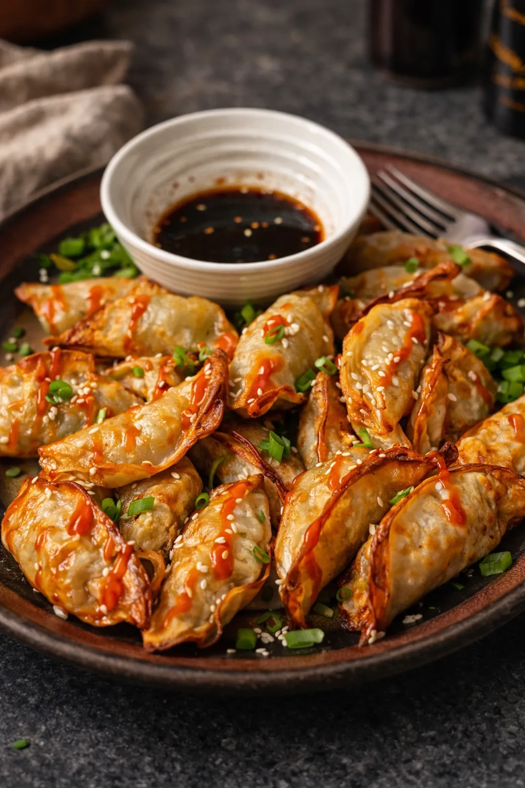 Air Fryer Potstickers golden and crispy