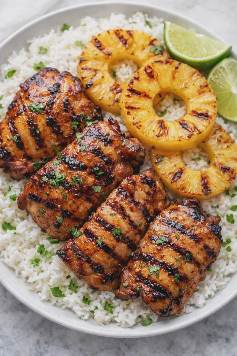 Grilled Hawaiian Chicken With Coconut Rice